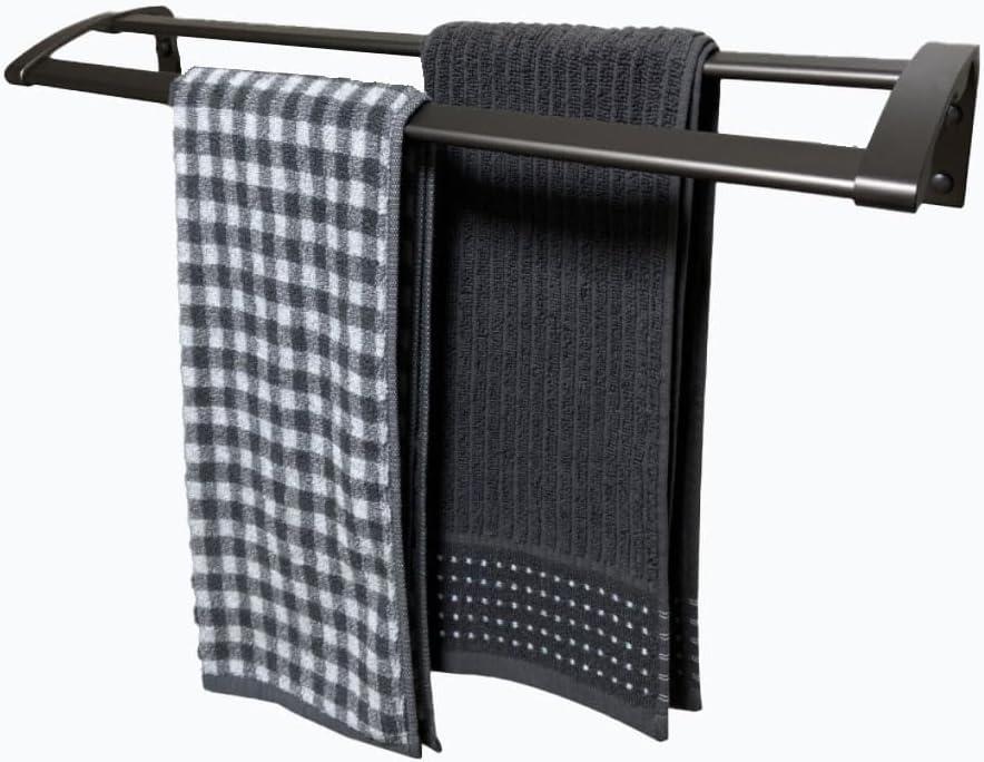 Double Bar Towel Rails Bathroom Towel Rails Wall Mounted Towel Rails Aluminium Towel Rails Rustproof Waterproof 23inches grey (Matte Gun Grey)