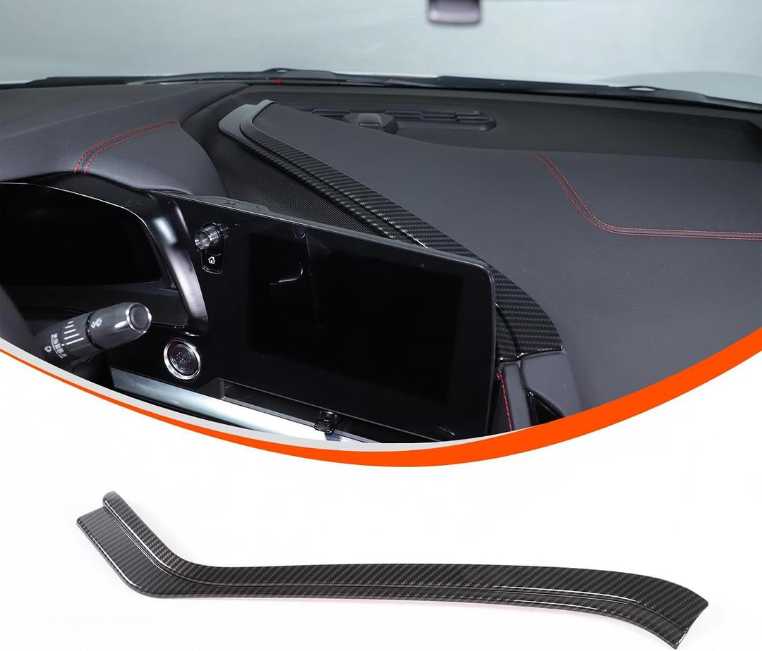 Center Console Navigation Strip Panel Trim Cover Compatible with Chevrolet Corvette C8 2020-2023 2024, Interior Car Navigation Screen Behind Decorative Panel Trim Accessory (carbon fiber color)