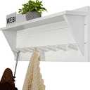 WEBI Coat Rack Wall Mount with Shelf,8 Peg Hooks,34" Long Entryway Wall Shelf with Hooks Underneath for Hanging Coats,Caps,Jacket,Clothes,White