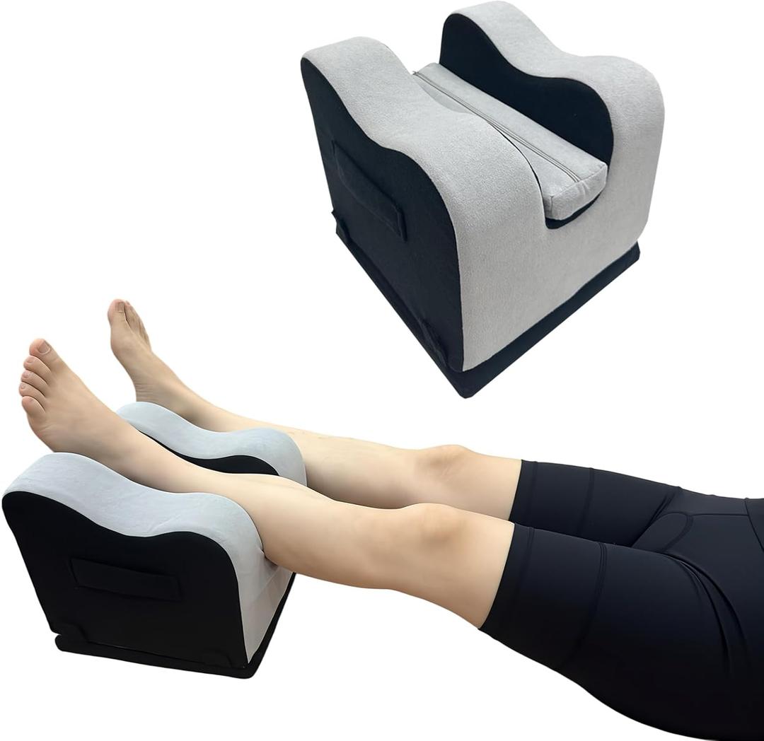 Adjustable Knee Replacement Pillow for Recovery - 4 Heights Leg Elevation Pillow for Post Surgery Sleeping - Full Leg Extension Device for ACL MCL TKR Rehab - Medical Foam & Comfortable Cover