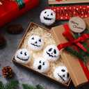 Hiboom 24 Pcs Christmas Snow Ball Nightmare Themed Ornaments Plush Snowmen Balls Cute Stuffed Plush Nightmare Snowman Shopping Mall Window Decoration