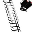 Wall Mounted Folding Ladder with Handrails, Pull Down System Attic Stairs, Telescopic Attic Ladder, Applicable Height 9.6-10ft, Attic, Basement, Warehouse, Passage Folding Stair (Black, 12 Steps)