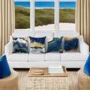 Blue Throw Pillow Covers 18x18inch, Set of 4 Decorative Soft Accent Pillows Covers, Blue and Gold Square Cushion Covers for Living Room Decor Sofa Couch Pillow Cases