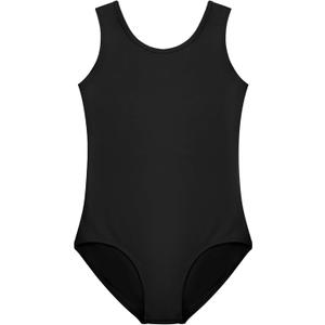 Stelle Leotards for Girls Sleeveless Scoop Neck Dance Ballet Tank Leotard Gymnastics Outfits (10-11 Years, Black)