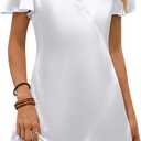 Blooming Jelly Womens Swimsuit Coverup Beach Swimwear Cover Ups Beach Mini Dresses Butterfly Sleeves (L, White)