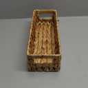 Wicker Storage Baskets with Handle Water Hyacinth Basket for Organizing Decorative Storage Bins for Countertop Toilet Tank Boho Rectangular Home Organizer (Natural, 14.5" x 5.5" x 4.1")