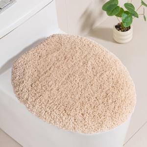 Microfiber Toilet Lid Cover, 19.5"x15" Machine Washable Toilet Seat Covers, Soft Absorbent Toilet Seat Lid Cover, Only Fit Elongated Toilet Seat, Beig