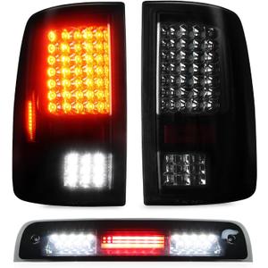 Tresound Tail Light + 3rd Brake Cargo Lamp for Dodge Ram 1500 2009-2010, Ram 2500 3500 2010, Ram 1500 2500 3500 2011-2018, NOT Compatible w/Original LED model, only fit Factory Halogen Model (Chrome)