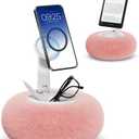 Viozon Phone Holder for Bed, Magnetic Pillow Stand, Compatible with 4-7" Phone/Kindle with Small Storage, Removable Suction Base for Stability, Idea for Kindle Reading and Video Watching On Bed,Pink