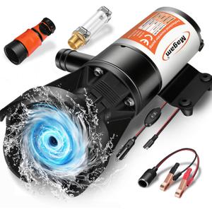 RV Macerator Pump 12V,12GPM Suction 3.2 feet Lift 10 feet with Garden Hose Discharge Port,Quick Release Sewage Pump with Fresh Water Rinse and Manual Crushing Function,for Boat Marine RV Campe