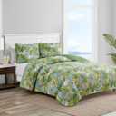 Tommy Bahama - King Quilt Set, Reversible Cotton Bedding with Matching Shams, Coastal Bedding Set for All Seasons (Aregada Dock Green/Sky Blue, King)