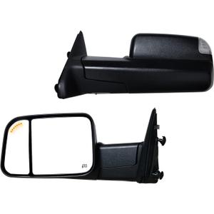 AERDM New Pair Power Heated towing mirror Black Housing with Temperature sensor Compatible for 2009-2015 Ram 1500, 2010-2015 Ram 2500 3500 Towing Mirrors w/Turn Signal with Puddle Lights