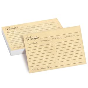 Juvale Recipe Cards - Double-Sided Fill-In Recipe Index Cards - Lined Brown Notecards - 4x6 in, Brown, 250gsm Cardstock, Pack of 60
