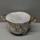 SOUJOY 2.8 Quart Enamel Stockpot with Glass Lid, Vintage Floral Soup Pot, Non-Stick Bean Stew Simmer Pot with Handle for Kitchen, Induction & Gas Stove Safe, Mother's Day, Wedding, Christmas Gift