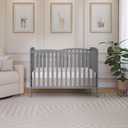 Dream On Me Chelsea 5-in-1 Convertible Full-Size Baby Crib in Steel Grey, GreenGuard Gold & BSA, Pinewood, 4 Mattress Heights, Converts to Toddler, Day & Full-Size Bed, Modern Classic Nursery, 53"L x 29"W x 38"H