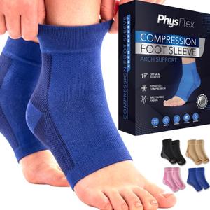 Ankle Brace for Women & Men - Compression Socks 20-30mmHg, Achilles Tendonitis, Plantar Fasciitis Relief, Sprained Ankle, Heel Spurs, Foot Swelling & Fatigue, Arch Support (1 Pair) (Medium, Blue)