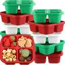 Honeydak 10 Pack Snack Container 4 Compartment Reusable Bento Snack Boxes Divided Lunchable Containers with Lids Meal Prep Lunch Food Storage Boxes for School Work Travel(Christmas Color)