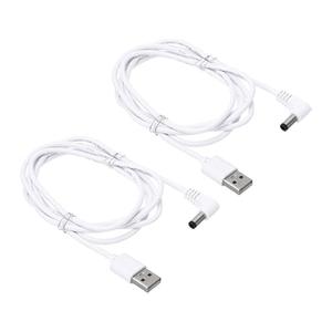 LEOM USB 2.0 Type A Male to Right Angled 90 Degree 3.5mm DC 5V Power Plug Barrel Connector Charge Cable 6.6ft Long 2X Cables