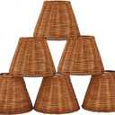 Chandelier Shades Set of 6, Small Lamp Shades Clip On Bulb 3" Top x 6" Bottom x 5" Slant Height, Rattan lamp shade mini Chandelier Lamp Shades, Sconce Shades, Replacement Lampshades (6 Packs)