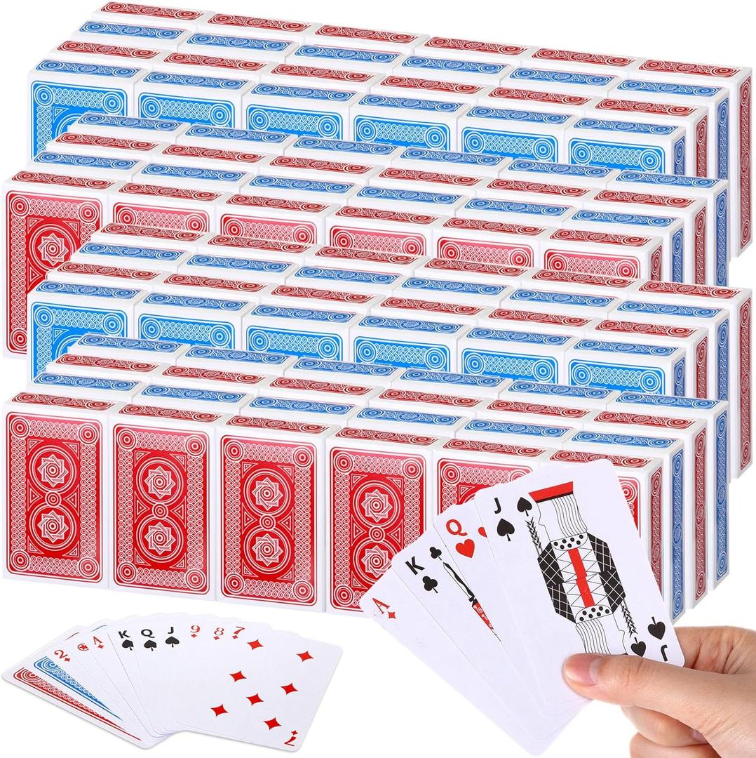 Zubebe 96 Pack Playing Cards Bulk Deck of Cards 2.25 Inch x 3.5 Inch Poker Size Standard Index Red and Blue Travel Playing Item for Activities Party Supplies Games Novelty Gift