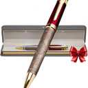 S&R Somit Fancy Pen For Men and Women With Gift Box - Valuable Luxury Pen for Business and Office, Executive Gift for Family & Friends - Special Engraving & Led Decorative Box (RED GOLD)