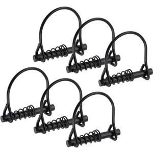 Wire Lock Pin, 1/4" Tiny Coupler Pin Carbon Steel Silent Shaft Heavy Duty Shaft Hitch Pto Round Loop Wire Lock Trailers Pins for Hunting Farm Lawn Garden Stand Ladder,6PCS(Black)