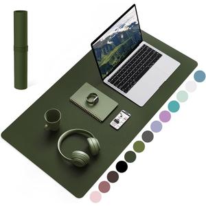 YSAGi Non-Slip Leather Desk Pad, Waterproof Laptop Computer Desk Keyboard Mat, Table Protector Blotter Mat, Large Mouse Pad for Office/Work/Home/Decor(Olive Green, 31.5" x 15.7")
