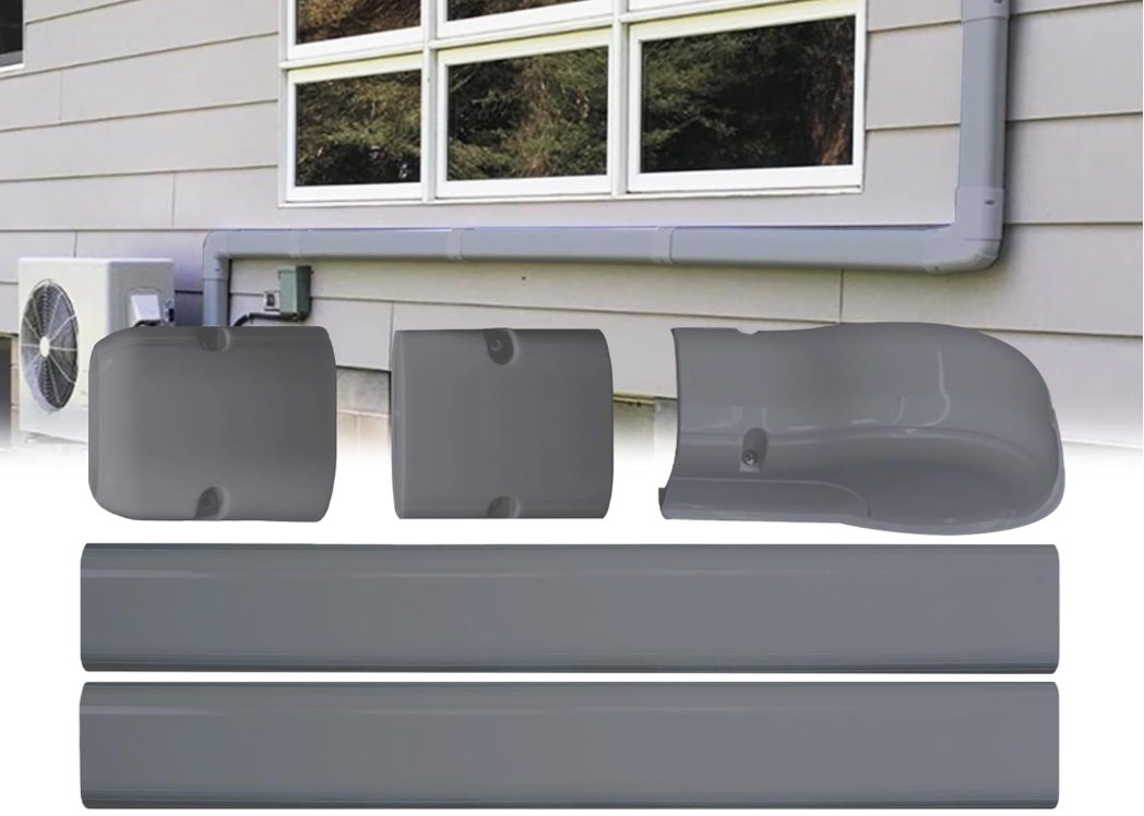 3 in. x 7.5 ft. Gray Cover Kit for Air Conditioner and Heat Pump Line Sets-Ductless Mini Split or Central