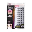 KISS imPRESS Falsies Self Adhesive Eyelashes, Press On Lashes, 12mm-14mm Glam Volume Lashes, Black, No Glue Needed, Invisible Band, 36 Lash Clusters & Non-Stick Applicator - Voluminous