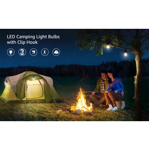 Lepro Portable LED Camping Lantern, Camping Essentials with 3 Lighting Modes, Hanging Tent Light Bulbs with Clip Hook for Camping, Hiking, Hurricane, Power Outages, Batteries Included, 4 Packs