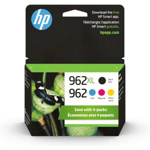 Original HP 962 Cyan, Magenta, Yellow / 962XL Black Ink Cartridges (4-Pack) | Works with HP OfficeJet 9010 Series, HP OfficeJet Pro 9010, 9020 Series