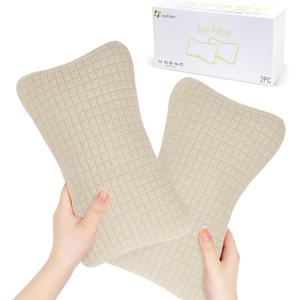 vocheer 11x7in Mini Travel Pillow, Small Pillows for Sleeping, Tiny Pillows for Neck, Wrist, Lumbar and Knee, Pets Pillow, Cotton, Cover Removable, Machine Washable (Dark Beige-2PC)
