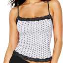 SUUKSESS Women Lace Double Lined Camisole Top Spaghetti Strap Going Out Tank Top (White, XL)