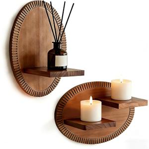 Candle Wall Sconces Set of 2 Rustic Candle Holders Wooden Vintage Wall Sconces Farmhouse Wall Decor for Fireplace, Living Room, Bedroom