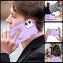 Designed for iPhone 16 Case with Magnetic Stand [Military Drop Protection][Compatible with Magnet] Shockproof 16 Phone Case with Ring Holder, Purple