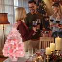 HMASYO Small Christmas Tree with Lights and Ornaments, 22 Inch Pink Tabletop Mini Christmas Tree with Light, Star Topper, DIY Artificial Table Top Xmas Tree for Holiday Indoor Home Decoration