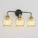 3-Light Bathroom Light Fixtures, Black Gold Modern Vanity Lights with Clear Glass Shade, Bathroom Wall Lamp for Mirror Living Room Hallway Cabinet Porch, ETL Listed