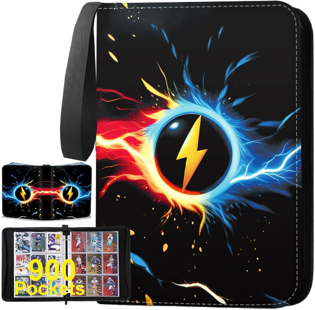 Trading Card Binder 9-Pocket, 900 Pockets Collectible Trading Card Album with 50 Removable Double-Sided Pages for MTG, TCG Game Cards and Sports Cards Storage - Black