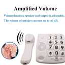 Big Button Phone for Elderly, JeKaVis J-P02 Amplified Phones for Hearing Impaired Aid Home Corded Phone Landline for Seniors Phone for Hard of Hearing House Phone, White