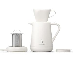 Ideus Insulated Pour Over Coffee Maker 20oz, Stainless Steel Coffee Pot Pour Over Set Camping Coffee Carafe BPA-Free with Dripper for Home, Office & Camping (White)