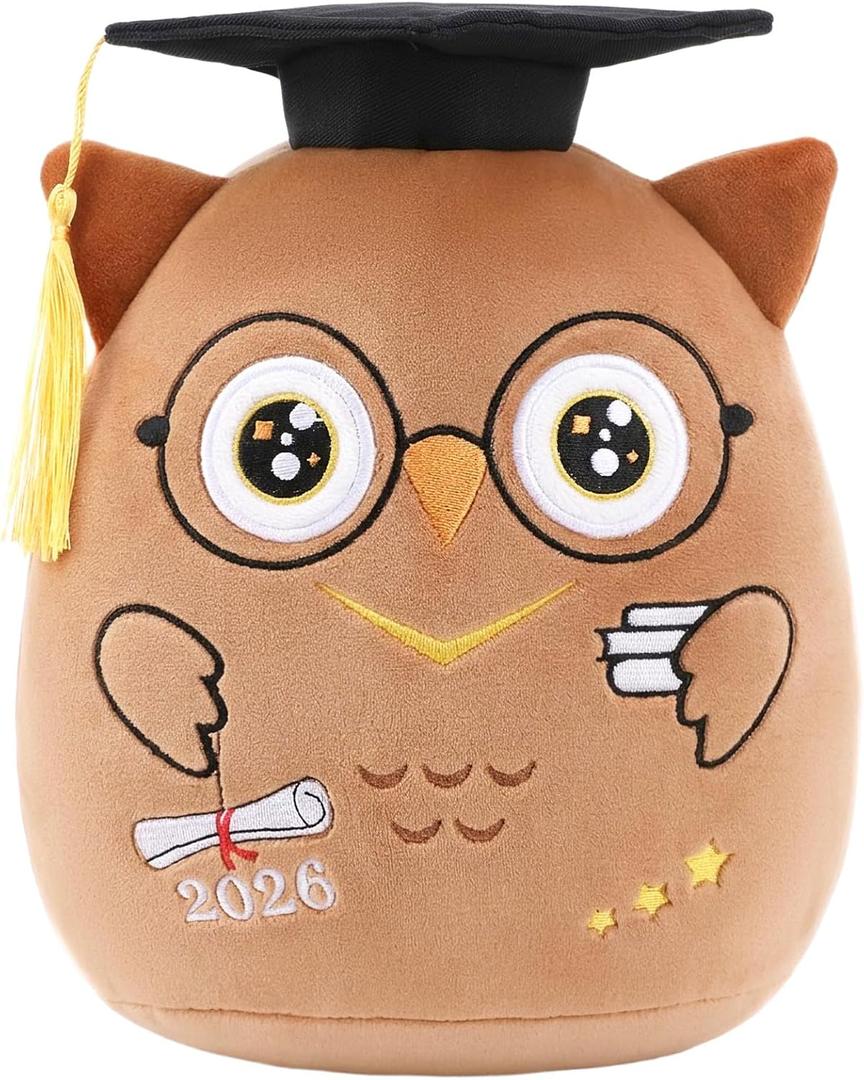 Graduation Stuffed Animal Gift, 8 Inches Cute Brown Owl 2026 Kindergarten Grad Gift for Kids Boys Girls, High School Graduation Ceremony Plush Toys Party Gifts for College