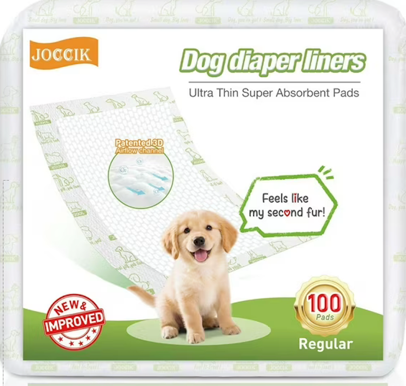 Dog Diaper Liners 100 ct Super Soft and Absorbent Dog Diaper Booster Pads for Male Dog Belly Bands or Female Dog Diapers (Regular, 100pcs)
