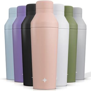 JoyJolt Triple Insulated Cocktail/Protein Shaker Bottle. 20oz Shaker Cup with Alcohol Measure Lid and Jigger Cap. 12hr Ice Cold Bottle for Protein Mixes, Shake or Smoothie, Metal Mixer