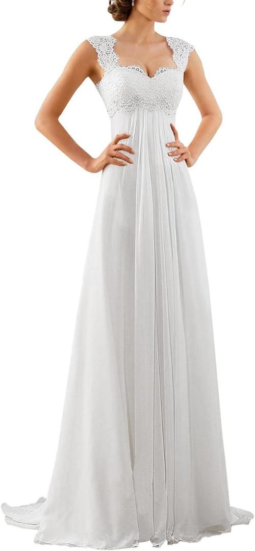 Wedding Dresses for Bride 2023 Sleeveless Lace Petite/Plus Size Bridal Gowns for Civil Wedding for Beach Wedding (White, M)