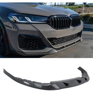 Front Lip Splitter Compatible with BMW 5 Series G30 LCI M Sport 2021–2023, Carbon Fiber Pattern, Fits for 530i 530e 540i M550i & xDrive Models – WheelX