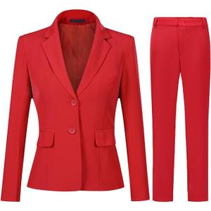YUNCLOS Women’s Formal Two Piece Office Lady Suit Set Work Blazer Jacket Pant, Small
