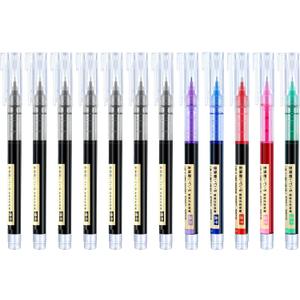 Frienda 12 Pieces Rolling Ball Pens 0.5 mm Japanese Quick Drying Fine Point Pens Liquid Ink Smooth Writing for Office Student Back to School Supplies(Classic Colors)