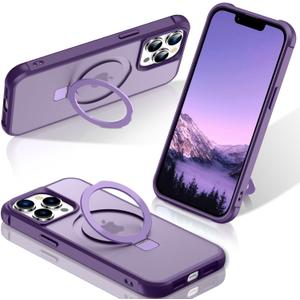 STERKER Magnetic Stand Ring Compatible with iPhone 12 Pro Max Case [Military Grade Drop Protection][Compatible with Mag-Safe] Kickstand Slim Matte Case for iPhone 12 Pro Max Phone 6.7", Purple