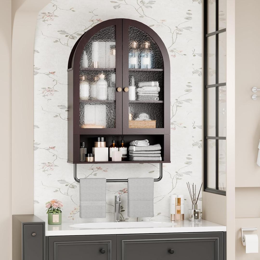 Bathroom Wall Cabinet, Modern Medicine Cabinet with with Adjustable Wood Shelf, Large Storage Cabinet for Bathroom, Livingroom, Kitchen, Espresso