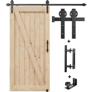 EaseLife 6FT Sliding Barn Door Hardware Track Kit & Handle,Big Industrial Spoke Wheel Pulley,Wall Mount,Slide Smoothly Quietly,Easy Install,Black,72" Track Fit for 32-34" Wide Opening (No Door)